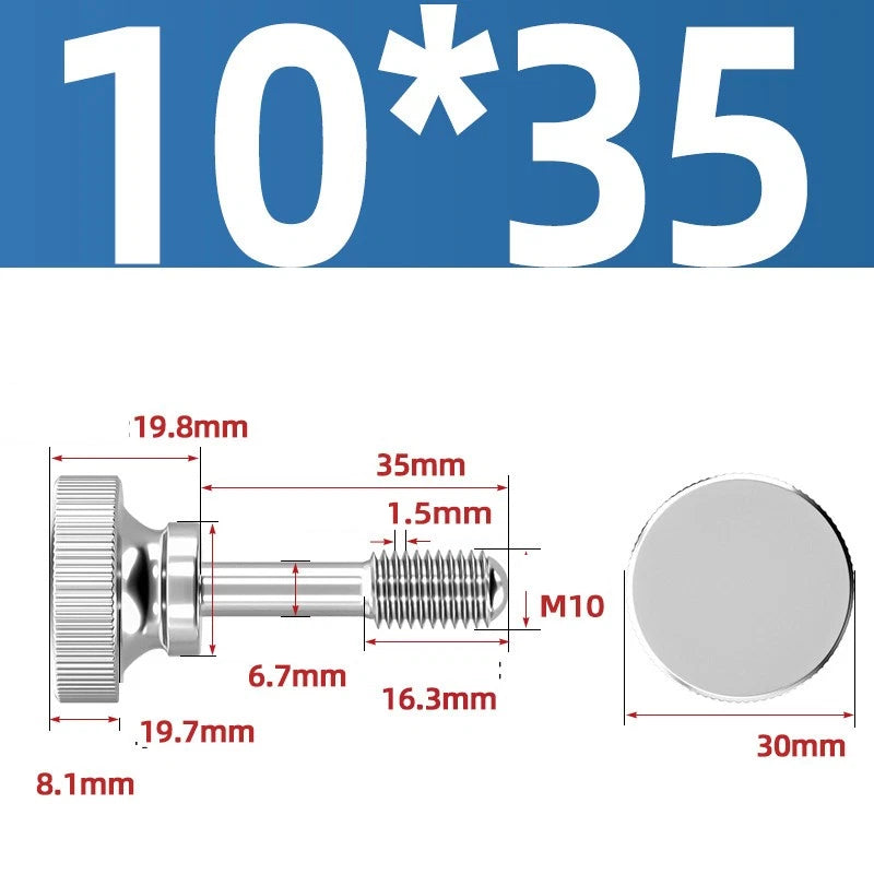 Knurled Thumb Screws Stainless Steel — M2 M2.5 M3 M4 M5 M6 M8 M10 Hand Knob Bolts