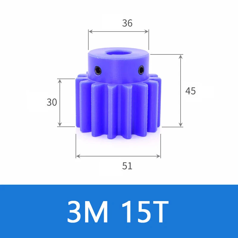 Blue Nylon Spur Gears 1/1.5/2/3Mod Transmission Gear 12-60T With Step Motor Gear