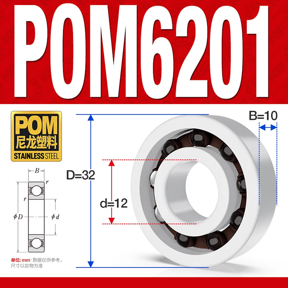 POM Plastic Bearing Glass Ball Miniature Deep Groove Ball Bearings Various Sizes