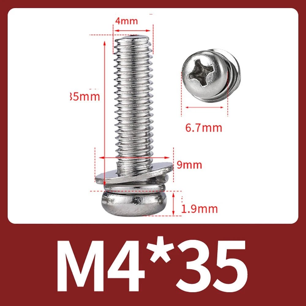 M2–M10 Phillips Button Head Machine Screws — 304 Stainless Steel - HomeDIYer