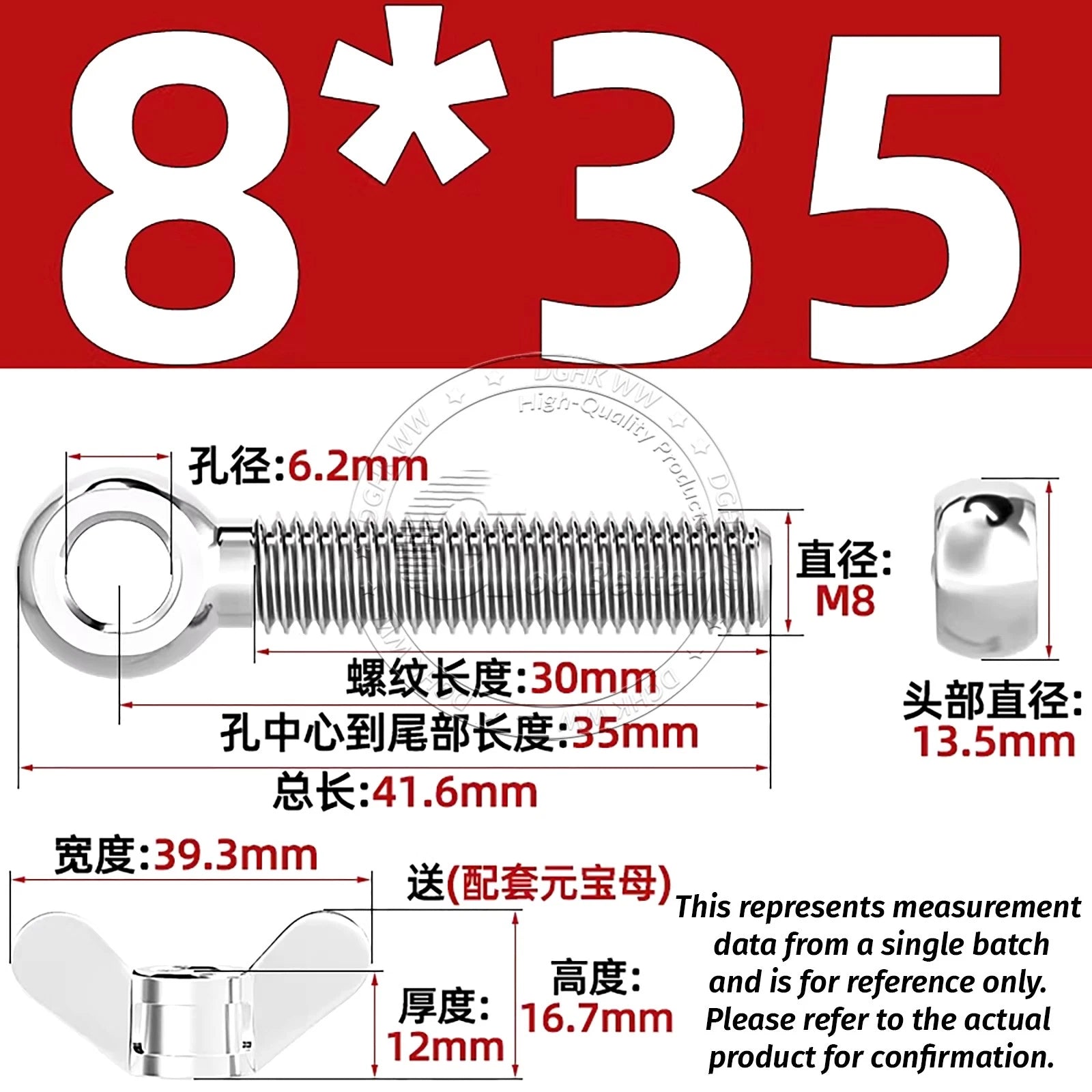 Eye Bolts with Nut — Forged Stainless Steel Threaded Ring Hanging Screws