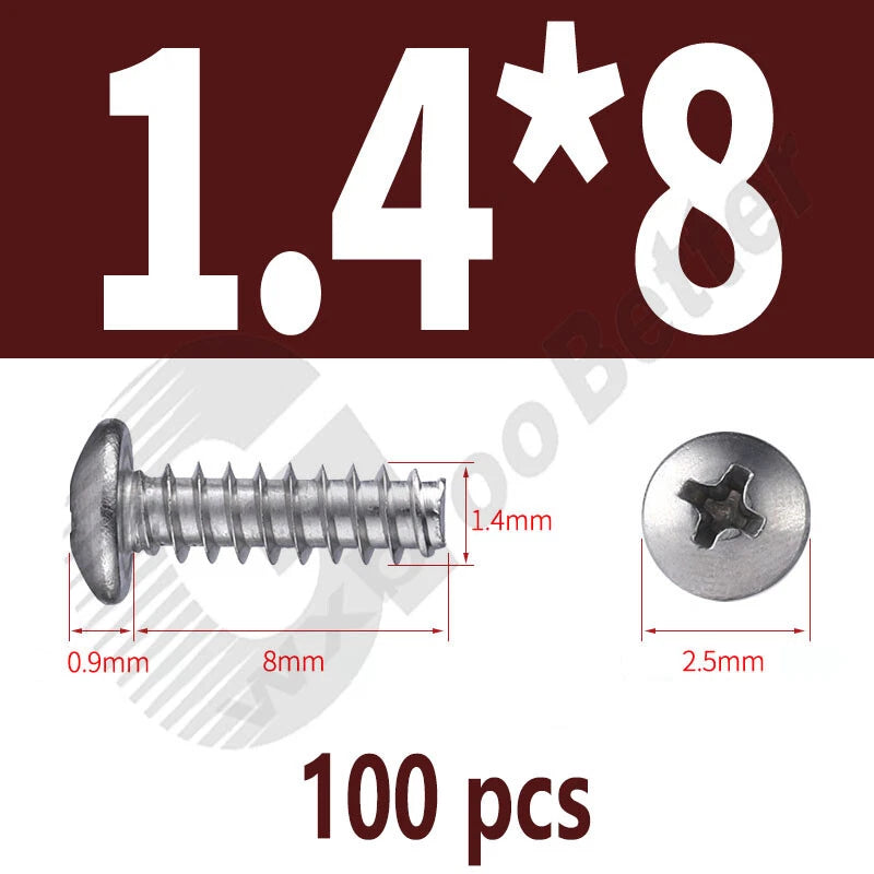 Pan Head Sheet Metal Screws Metric M1~M6 A2 Stainless Steel Sheet Metal Screws