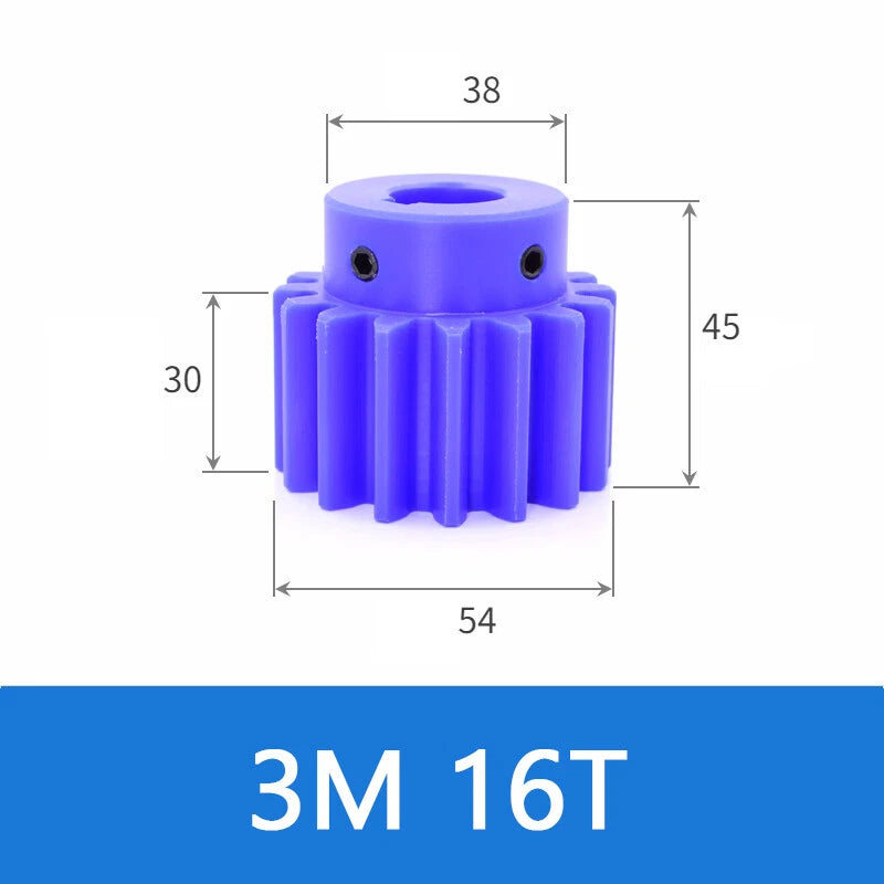 Blue Nylon Spur Gears 1/1.5/2/3Mod Transmission Gear 12-60T With Step Motor Gear
