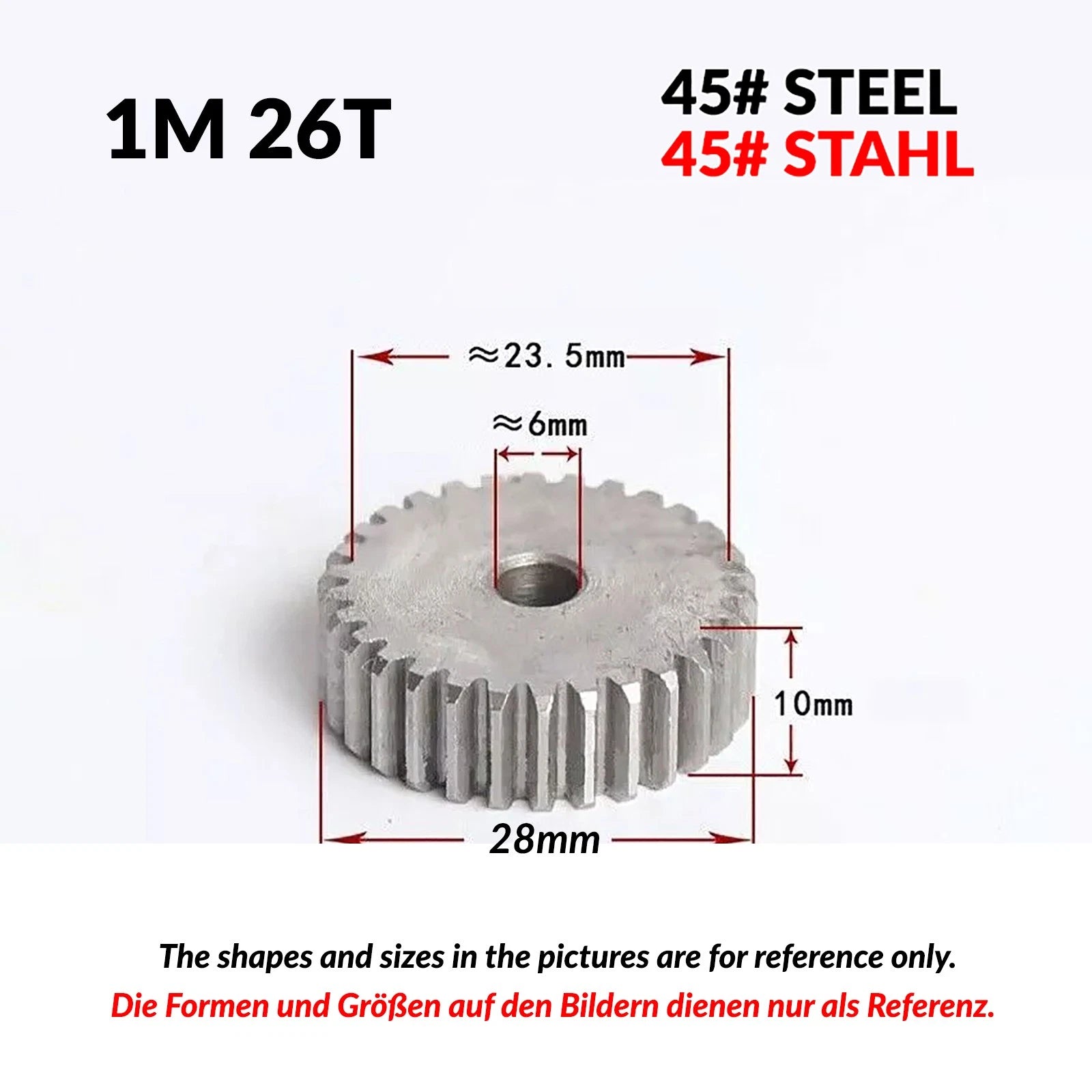 1/1.5/2 Mod 12T-150T Spur Gear 45# Steel Pinion Gear Thickn10-20mm Transmission