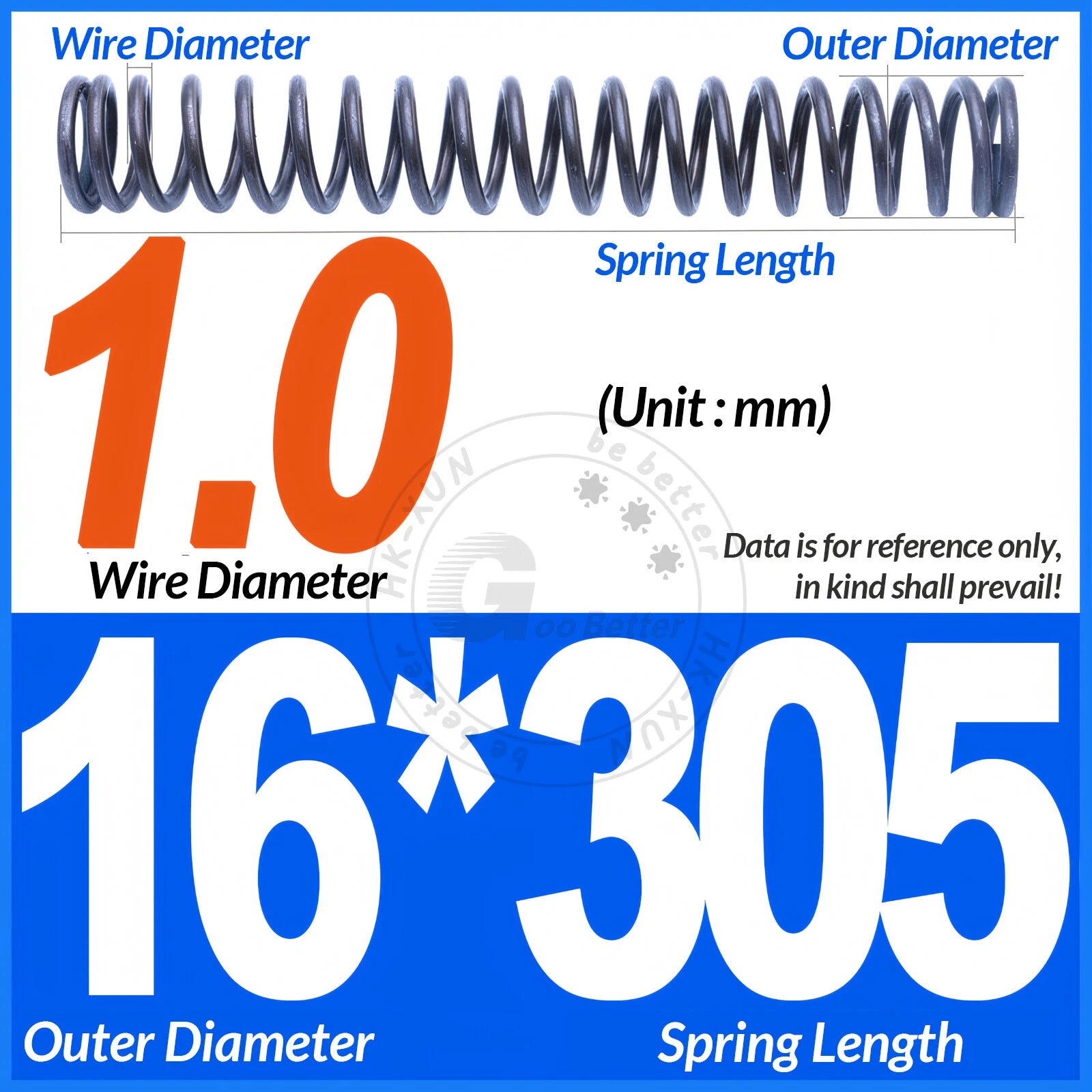 Length 305mm Compression Spring Pressure Springs OD 3-60mm Wire Dia 0.3mm-6.0mm