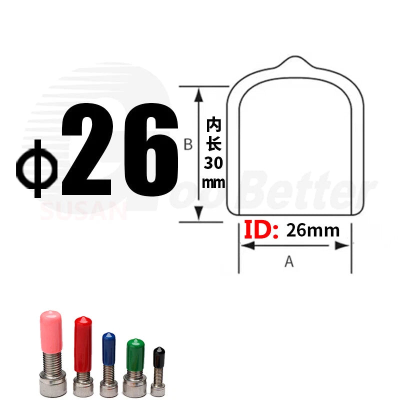 PVC End Caps for Screws, Bolts & Rods – Thread Protector Covers, 1.3–90mm, Black