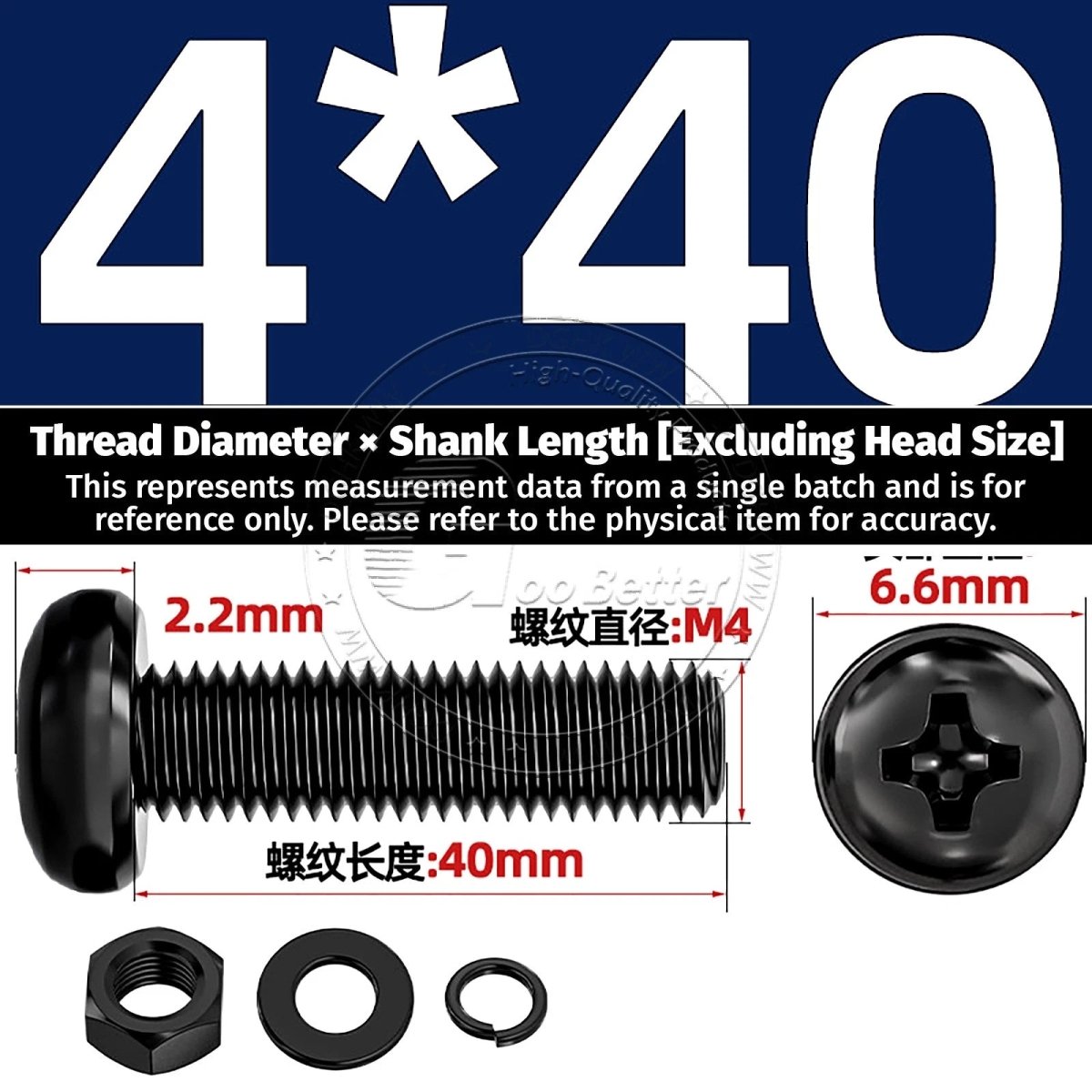 Black Phillips Pan Head Machine Screws with Washers — Metric M2 to M6 - HomeDIYer
