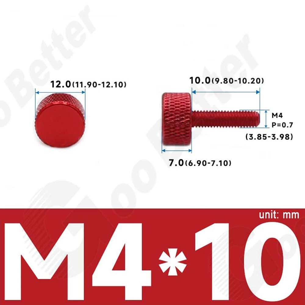 M3 M4 Knurled Thumb Screws – Aluminum Alloy Flat Head Hand Knob Bolts