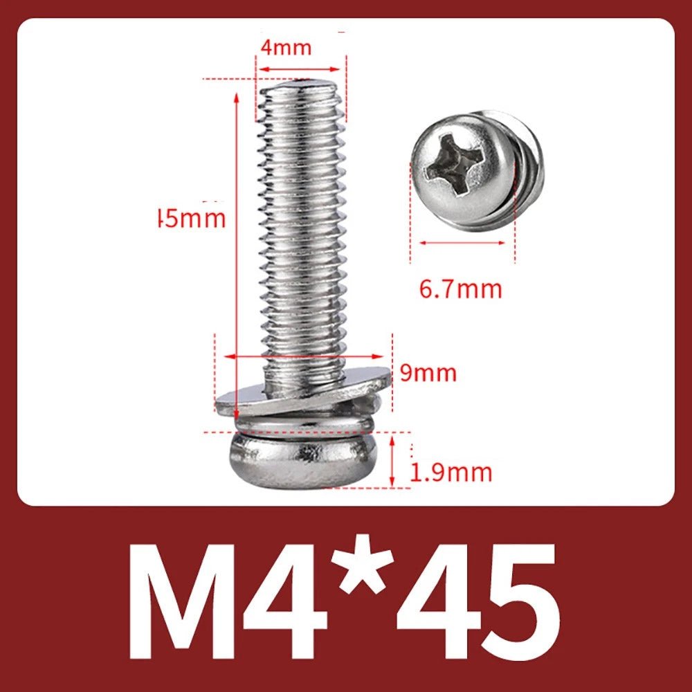 M2–M10 Phillips Button Head Machine Screws — 304 Stainless Steel - HomeDIYer