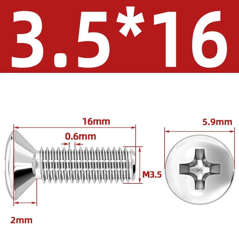 Phillips Oval Head Machine Screws Stainless Steel — M1.6 to M10, All Sizes - HomeDIYer