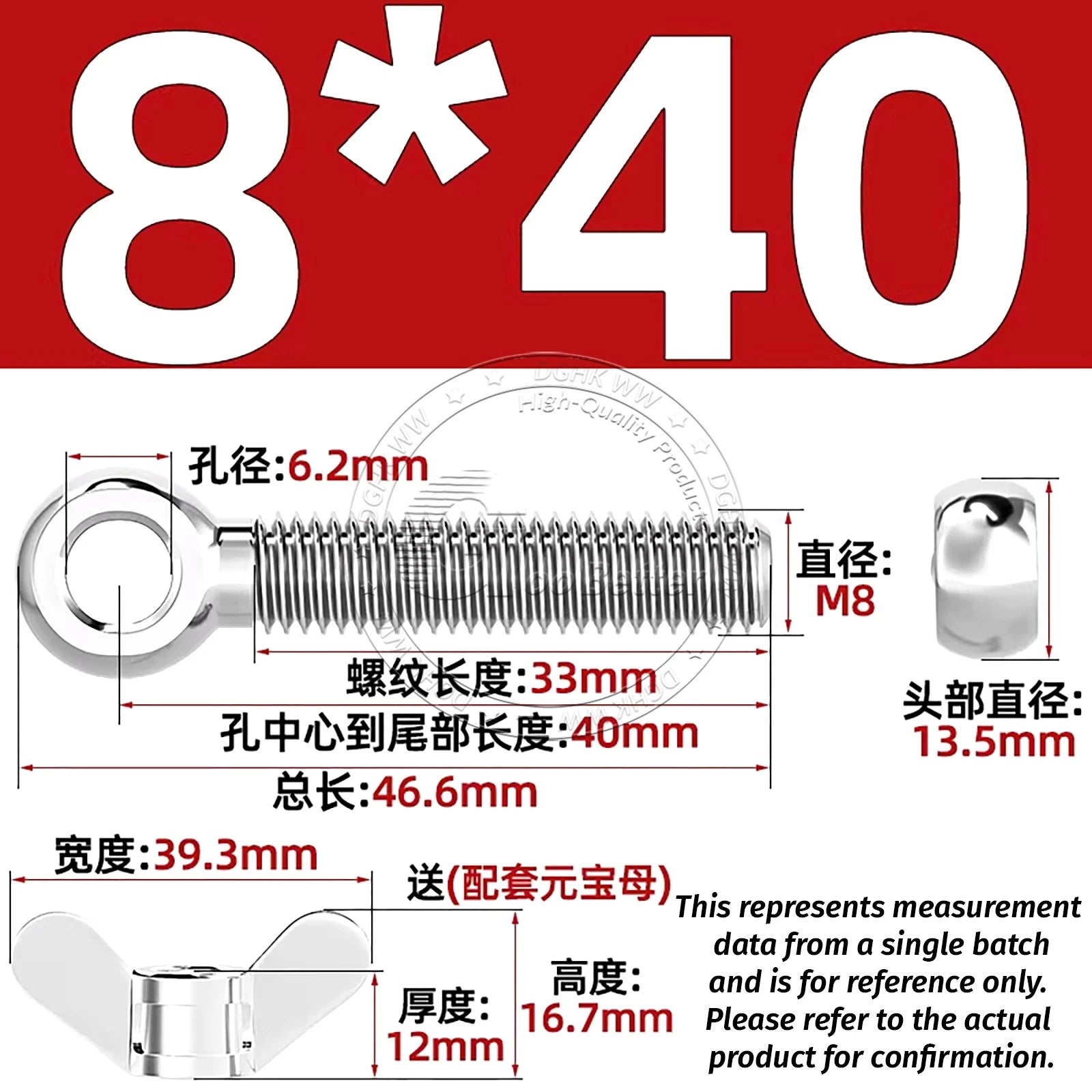 Eye Bolts with Nut — Forged Stainless Steel Threaded Ring Hanging Screws