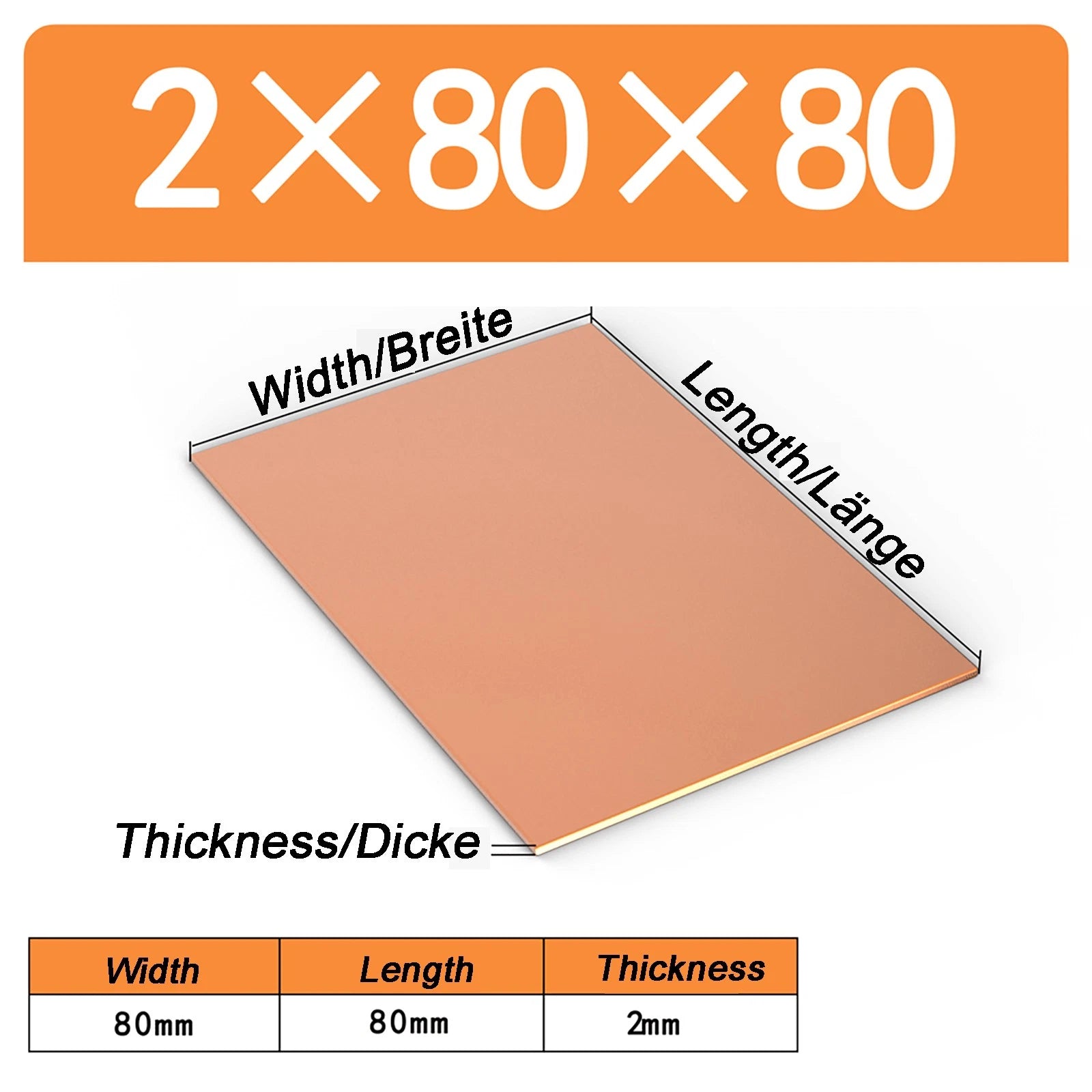 Natural Copper Sheet Metal guillotine cut - 0.3mm - 6.0mm - Multiple