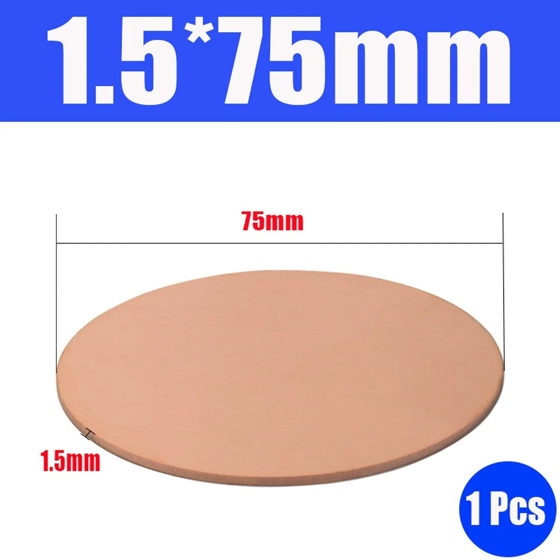Thick 0.5-1.5mm Solid 99% Pure Copper Blanks Discs Ø 10-300mm Round Plate Metal