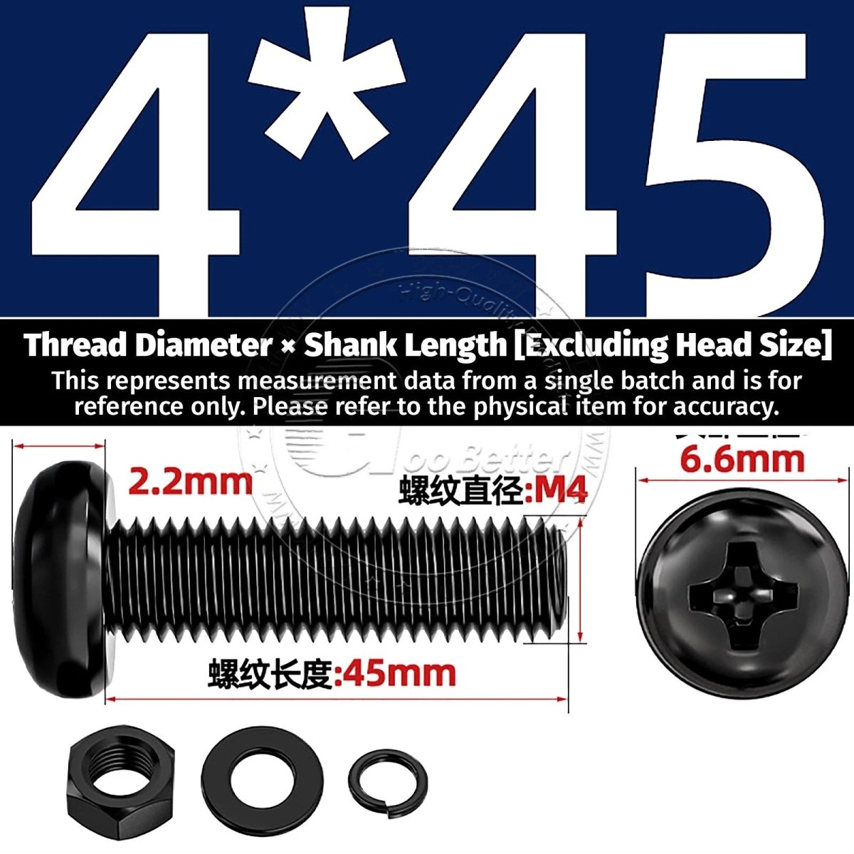 Black Phillips Pan Head Machine Screws with Washers — Metric M2 to M6 - HomeDIYer