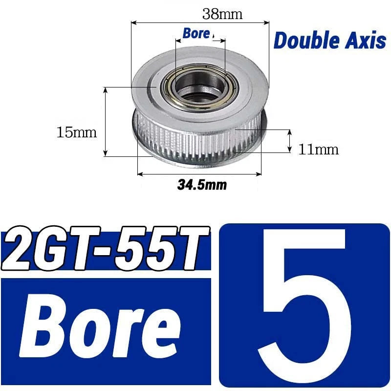 GT2 Timing Belt Pulley 16-100 Teeth 6-10mm Teeth Width Bore 3mm-25mm For 3D