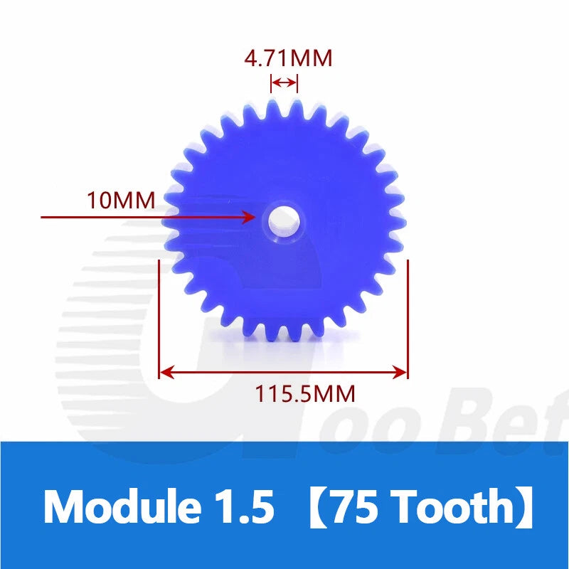 Nylon Spur Gear 12-100 Tooth Module 1.5 2 3 Pinion Motor Gear Flat Plastic Blue