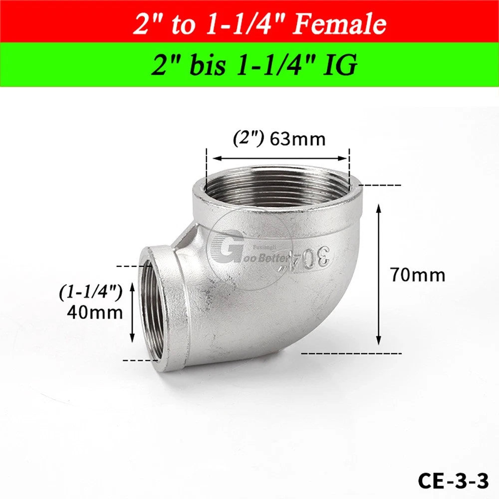 A2 Stainless Steel BSP Reducer Elbow Pipe Fittings | 1/8" to 4" Male Female