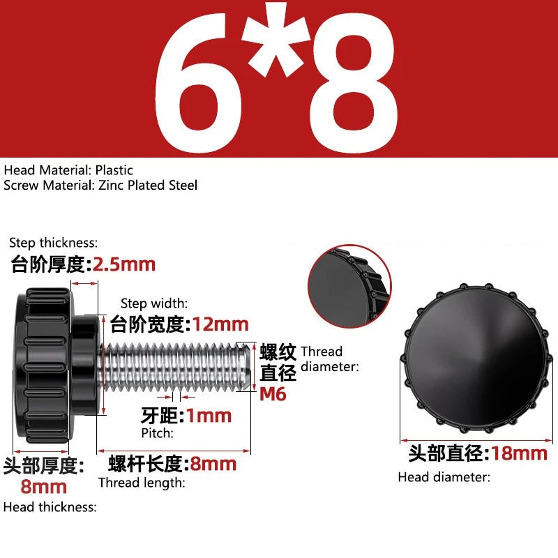 M3-M8 A2/304 Stainless Steel Plastic Knob Thumb Screws Hand Twist DIY Machinery