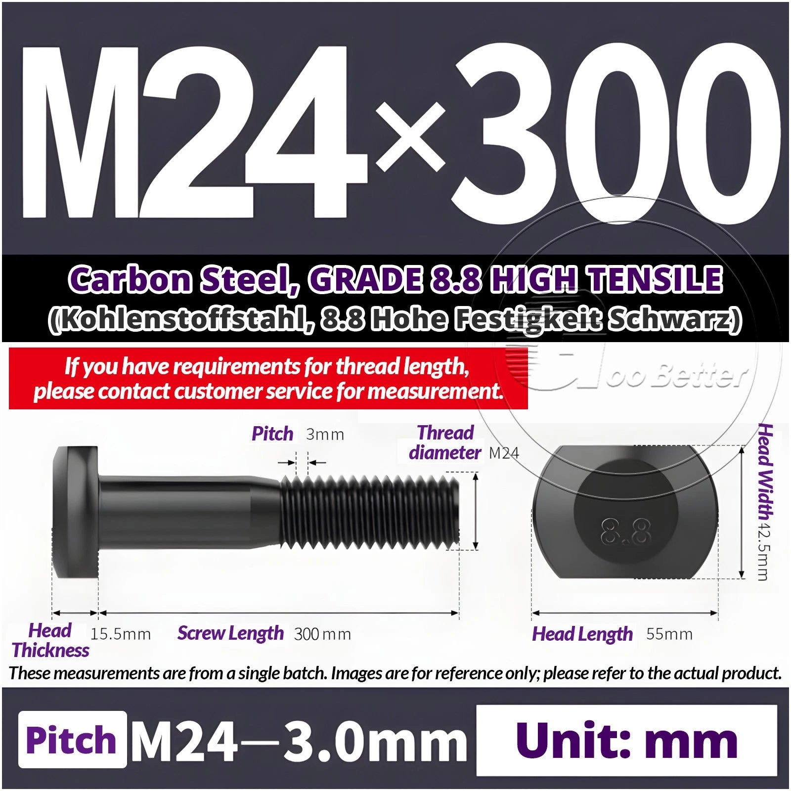 T-Slot Bolts M22 - M42 T Track Bolts 70mm to 500mm Long GRADE 8.8 HIGH TENSILE