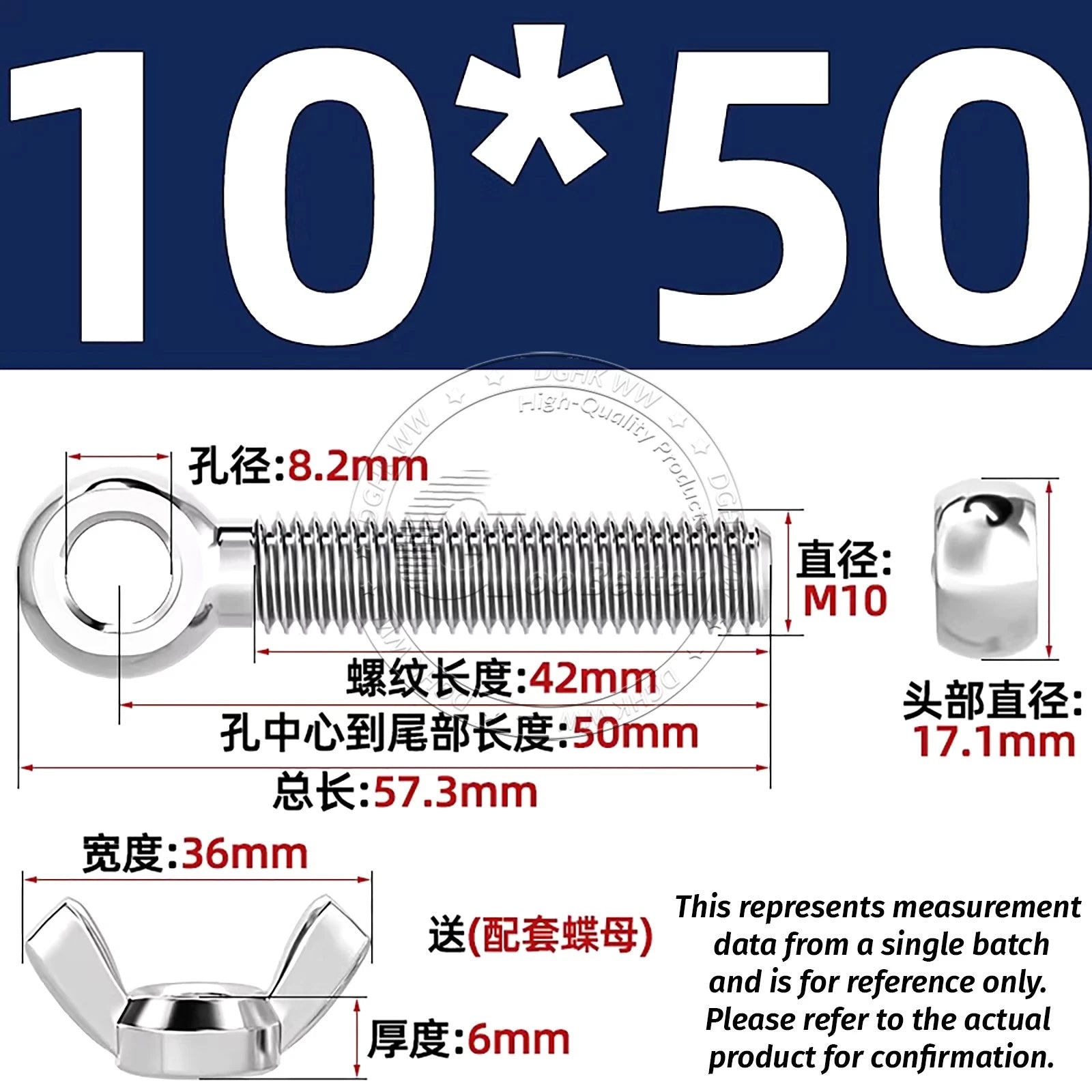 Eye Bolts with Nut — Forged Stainless Steel Threaded Ring Hanging Screws
