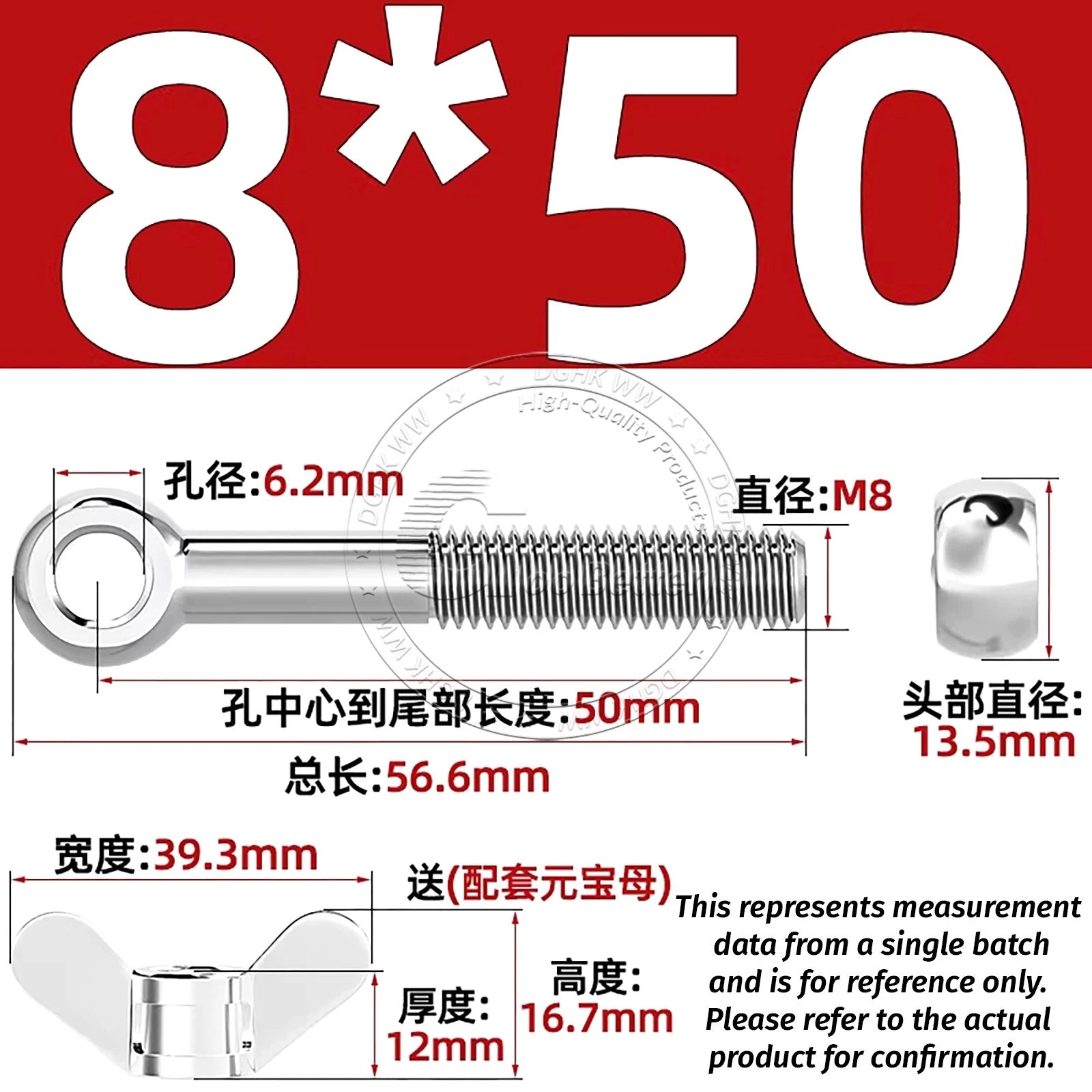 Eye Bolts with Nut — Forged Stainless Steel Threaded Ring Hanging Screws