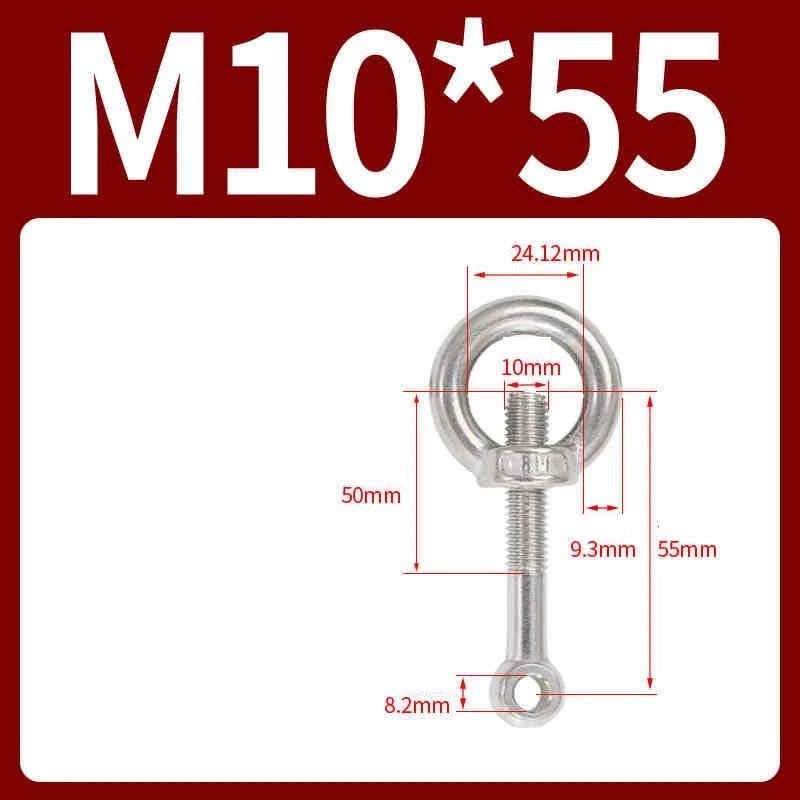A2 Stainless Steel Eye Bolts with Nut — M5 M6 M8 M10 M12 Threaded Ring Screws - HomeDIYer