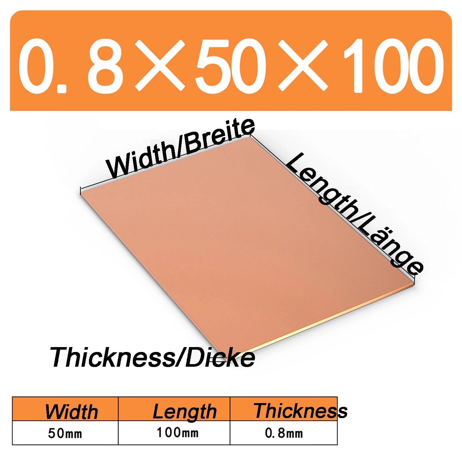 Natural Copper Sheet Metal guillotine cut - 0.3mm - 6.0mm - Multiple