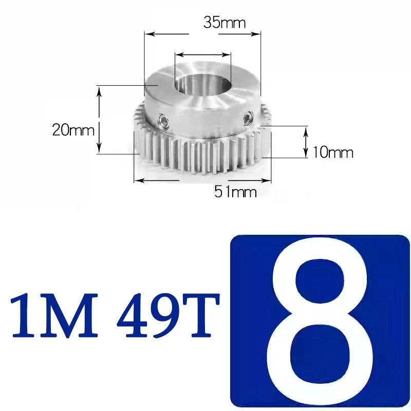 Spur Gears 1M Transmission Gear With Step Stainless Steel Motor Gear 32~50 Teeth