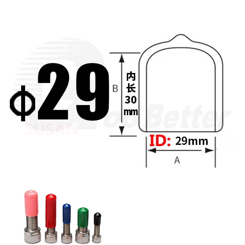 PVC End Caps for Screws, Bolts & Rods – Thread Protector Covers, 1.3–90mm, Black