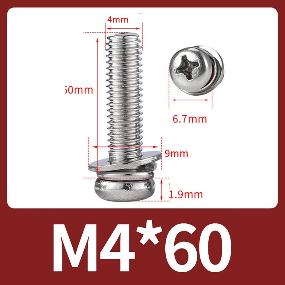 M2–M10 Phillips Button Head Machine Screws — 304 Stainless Steel - HomeDIYer