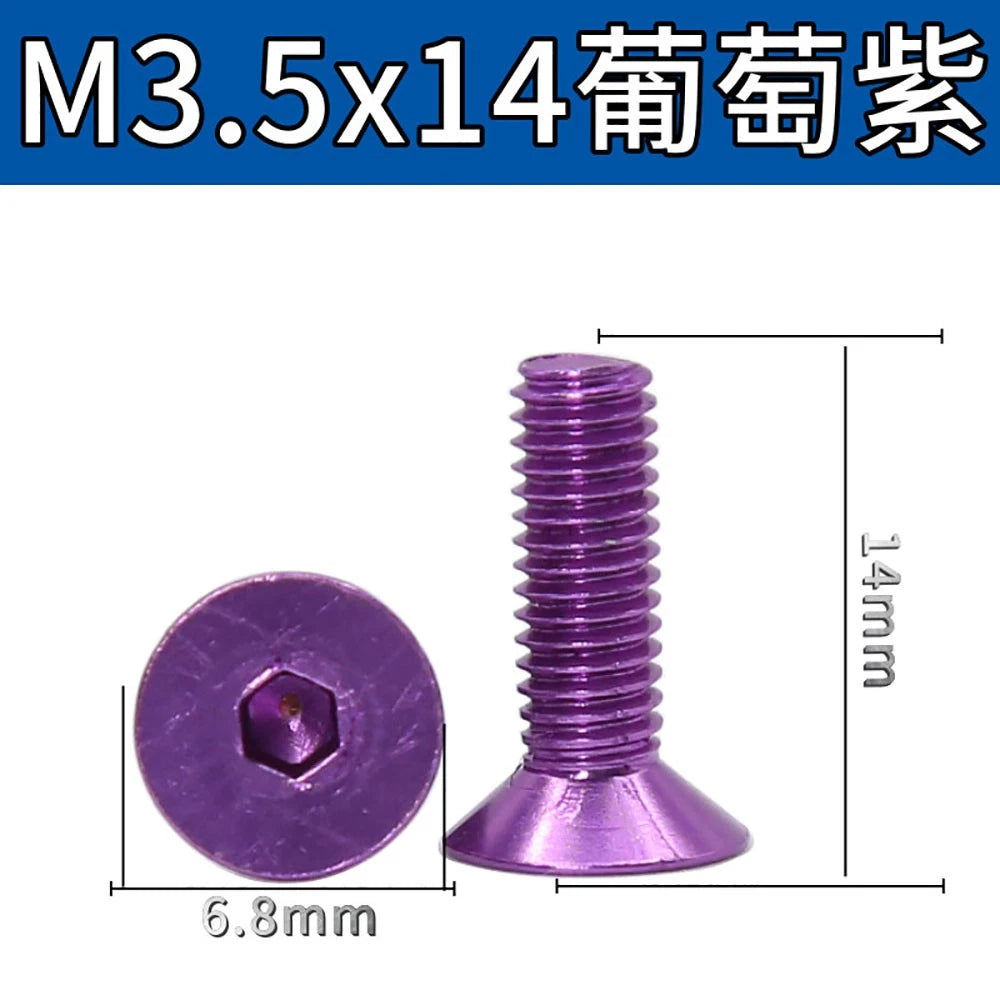 M3.5 / M4 Countersunk Hex Socket Screws — Anodized Aluminum Alloy, 10 Colors