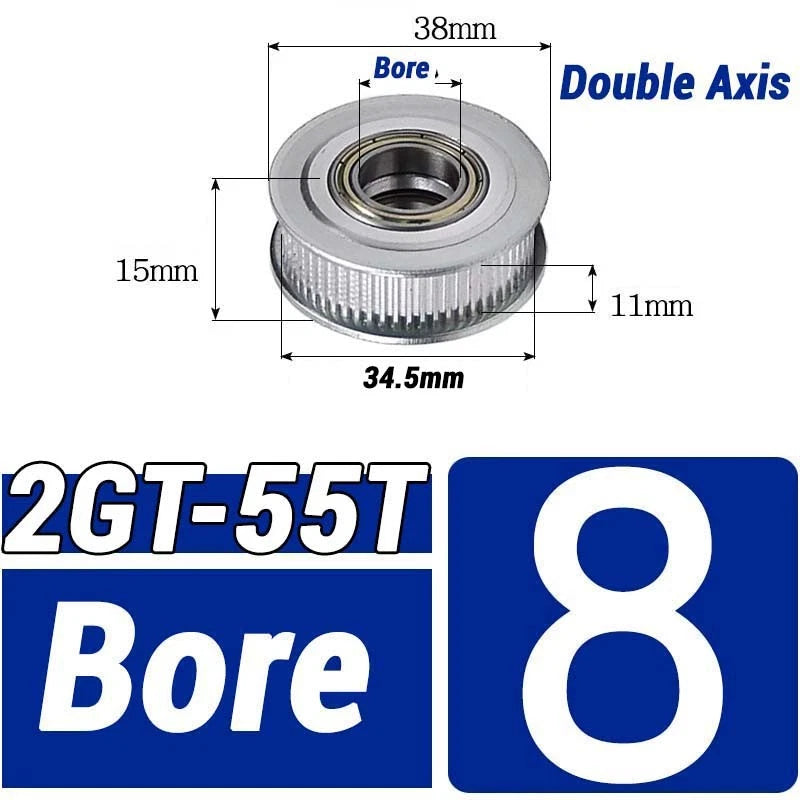 GT2 Timing Belt Pulley 16-100 Teeth 6-10mm Teeth Width Bore 3mm-25mm For 3D