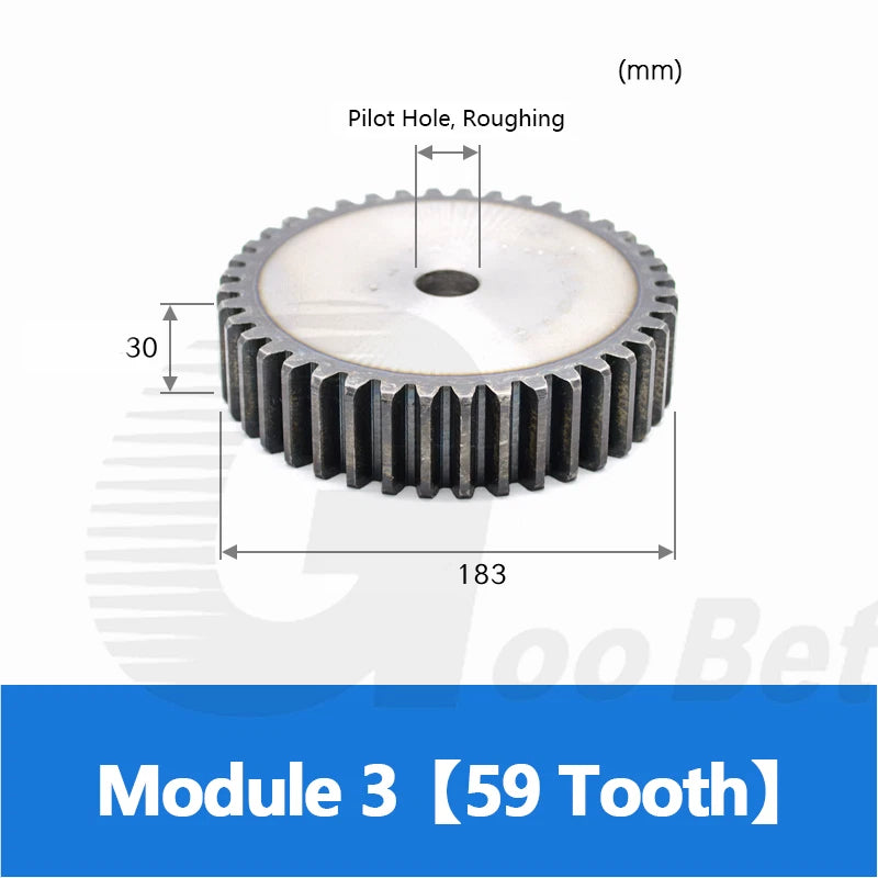 Module 3 Spur Gear C45 Steel 12 - 120 Tooth Hardened Motor Pinion Cogwheel Flat