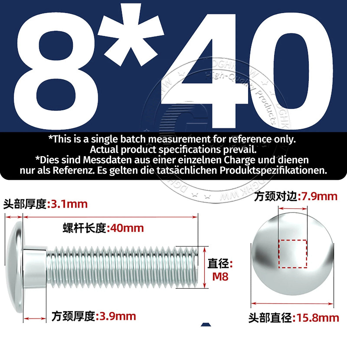 M4–M12 Zinc-Plated Cup Square Carriage Bolts with Flange Nuts | 8–150mm