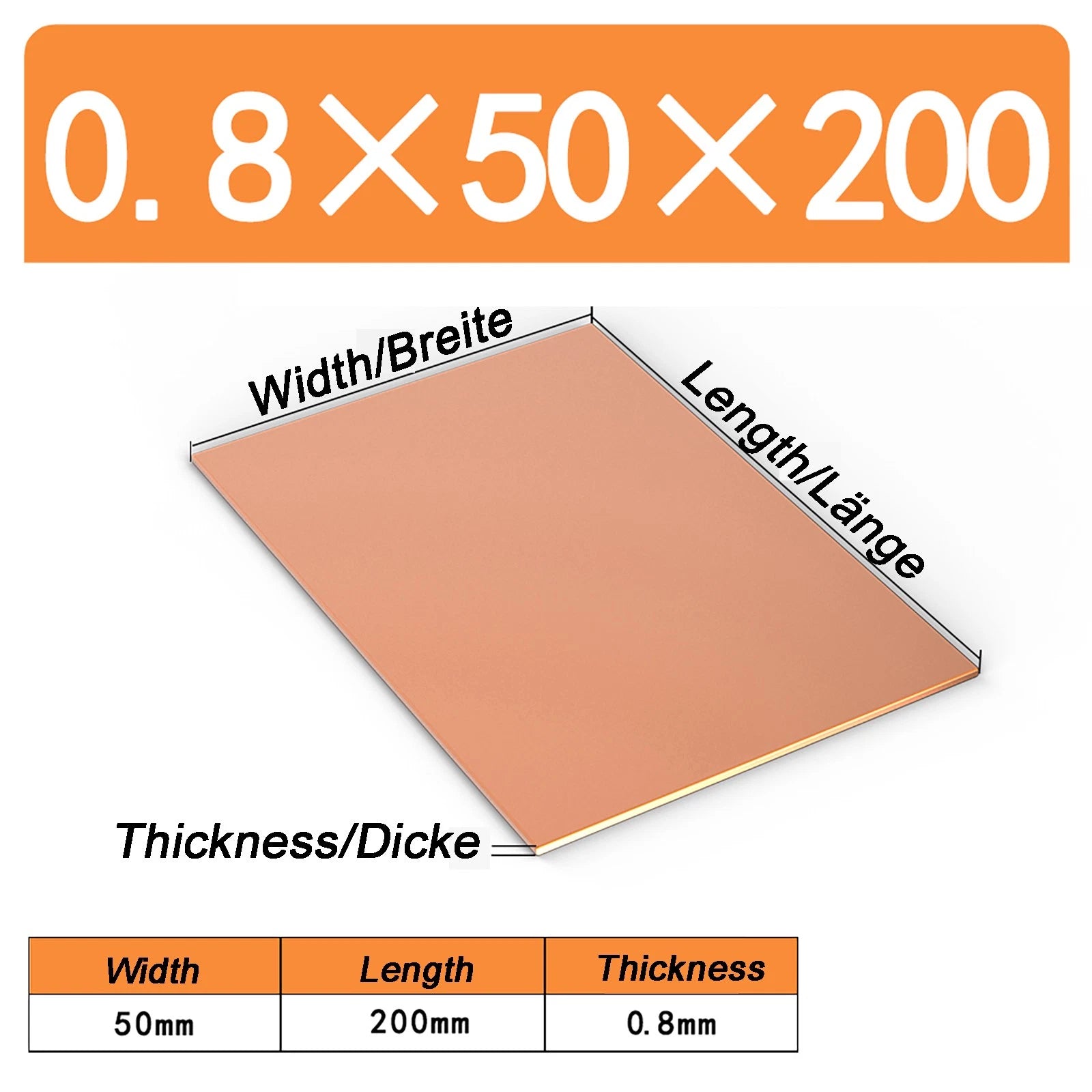 Natural Copper Sheet Metal guillotine cut - 0.3mm - 6.0mm - Multiple