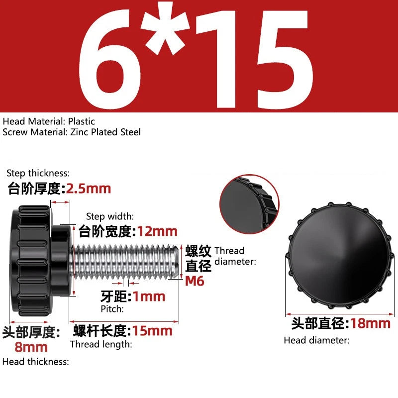 M3-M8 A2/304 Stainless Steel Plastic Knob Thumb Screws Hand Twist DIY Machinery