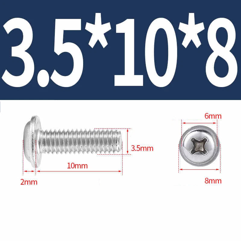 Phillips Flanged Pan Head Machine Screws M1.4 to M4 Multiple Lengths