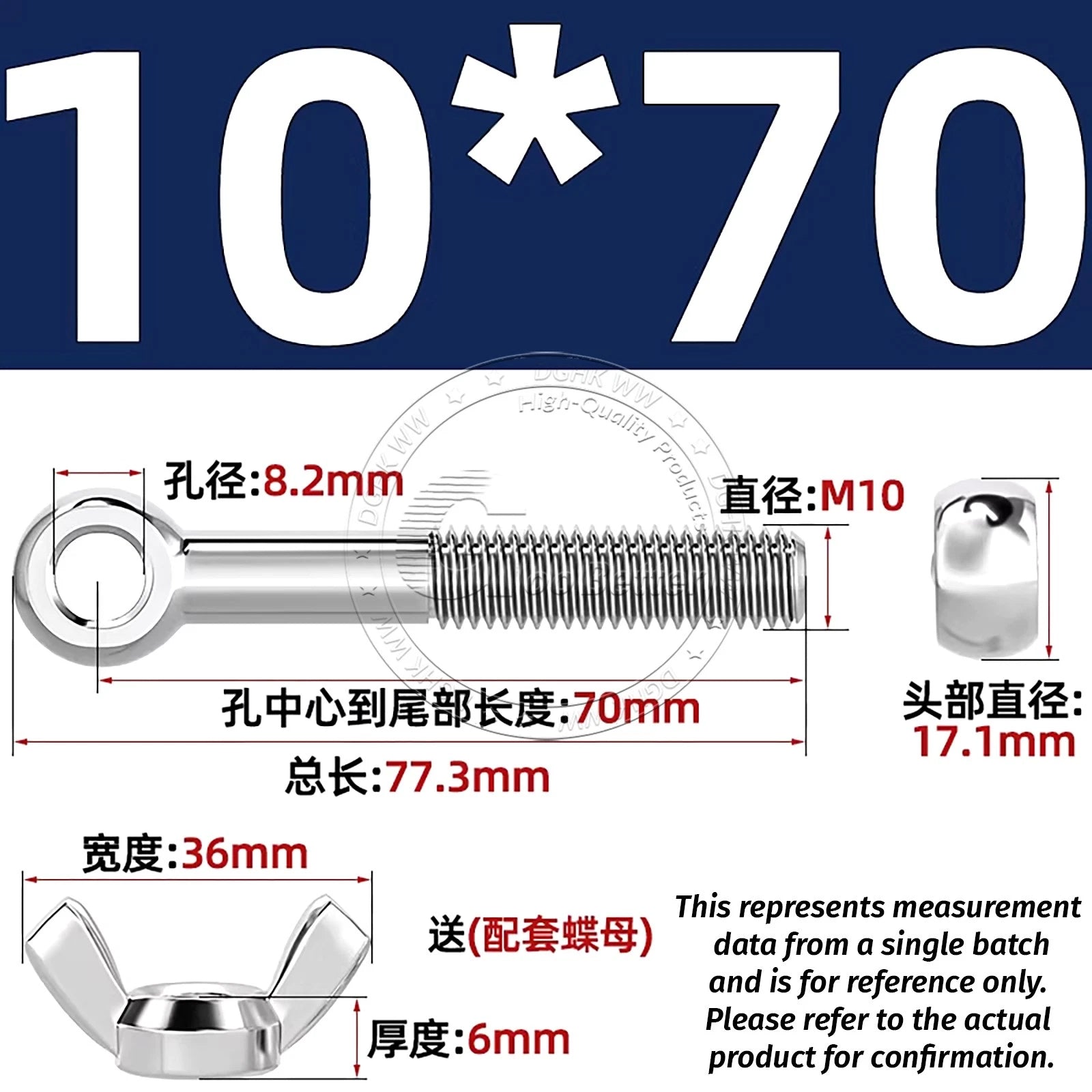 Eye Bolts with Nut — Forged Stainless Steel Threaded Ring Hanging Screws