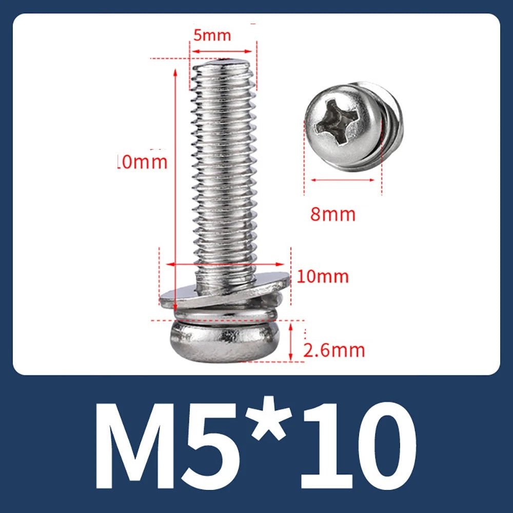 M2–M10 Phillips Button Head Machine Screws — 304 Stainless Steel - HomeDIYer