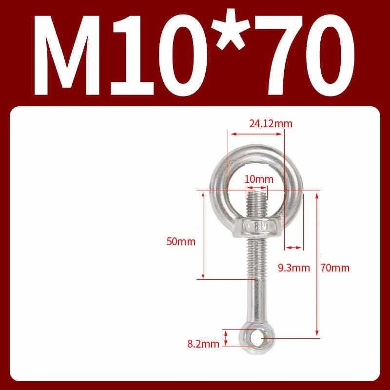 A2 Stainless Steel Eye Bolts with Nut — M5 M6 M8 M10 M12 Threaded Ring Screws - HomeDIYer