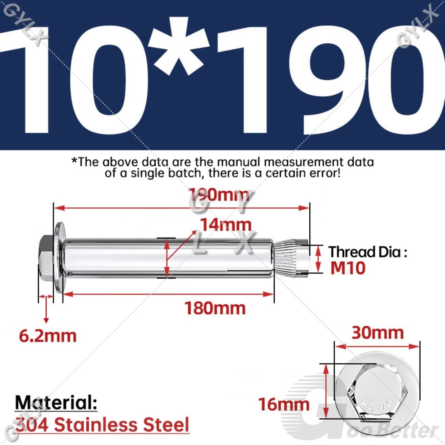 Expansion Anchor Bolts for Masonry — M6 to M16, Stainless Steel & Zinc-Coated