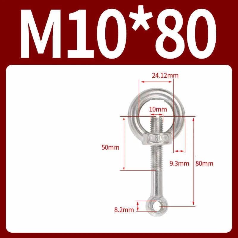 A2 Stainless Steel Eye Bolts with Nut — M5 M6 M8 M10 M12 Threaded Ring Screws - HomeDIYer