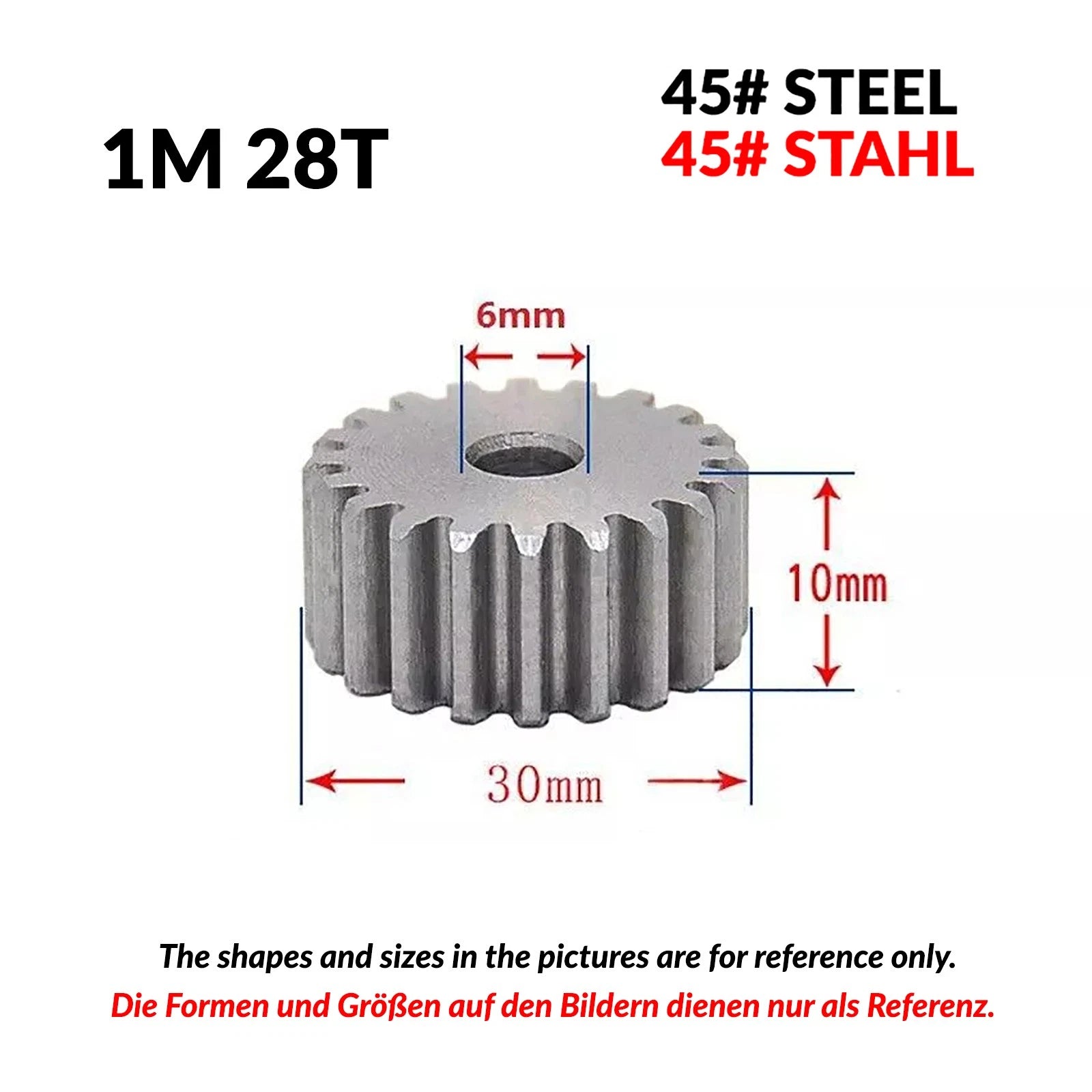 1/1.5/2 Mod 12T-150T Spur Gear 45# Steel Pinion Gear Thickn10-20mm Transmission