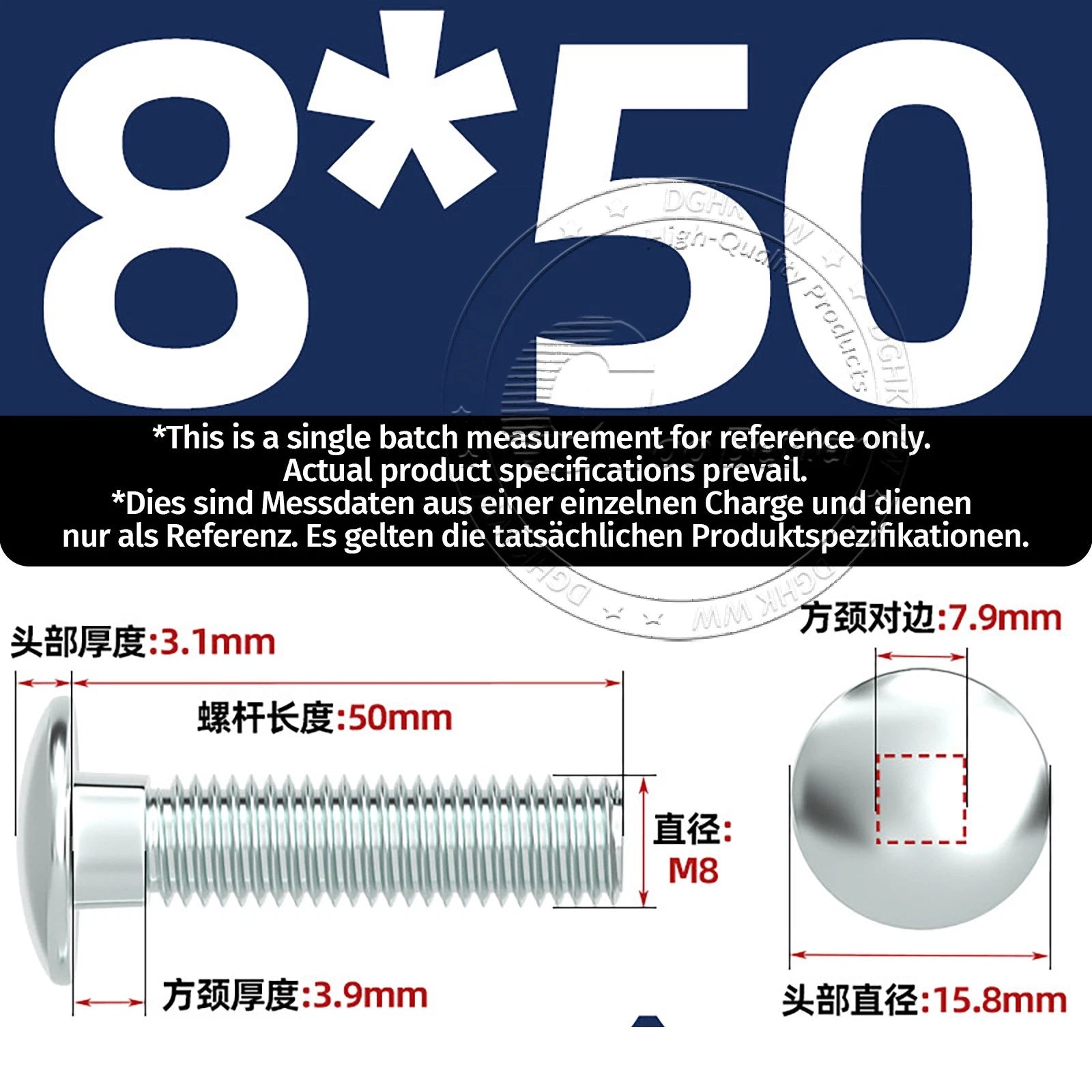 M4–M12 Zinc-Plated Cup Square Carriage Bolts with Flange Nuts | 8–150mm