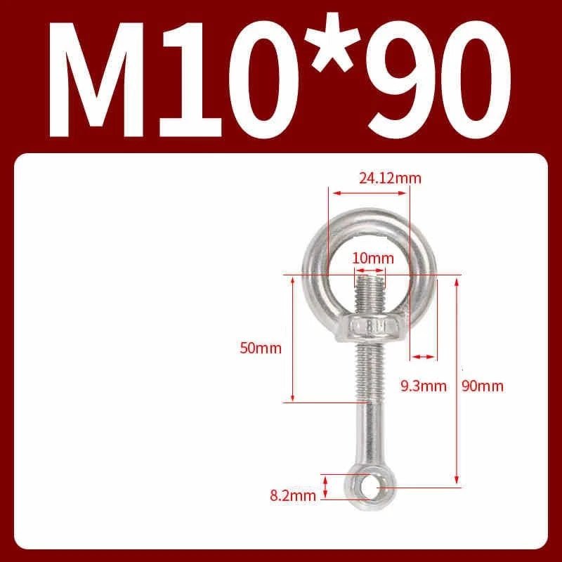 A2 Stainless Steel Eye Bolts with Nut — M5 M6 M8 M10 M12 Threaded Ring Screws - HomeDIYer