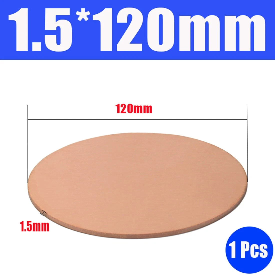 Thick 0.5-1.5mm Solid 99% Pure Copper Blanks Discs Ø 10-300mm Round Plate Metal