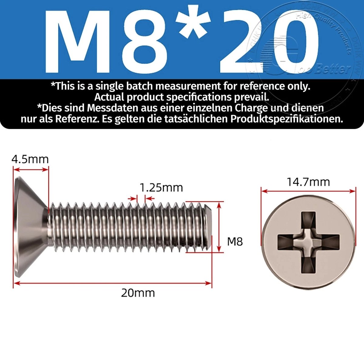 Titanium Phillips Flat Head Machine Screws — GR2 Countersunk, M2 to M8 - HomeDIYer