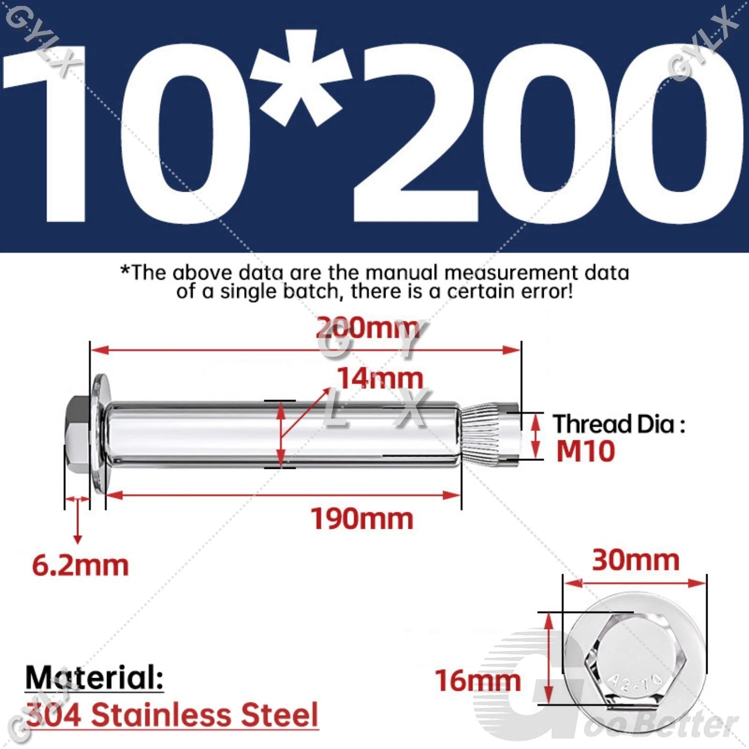 Expansion Anchor Bolts for Masonry — M6 to M16, Stainless Steel & Zinc-Coated