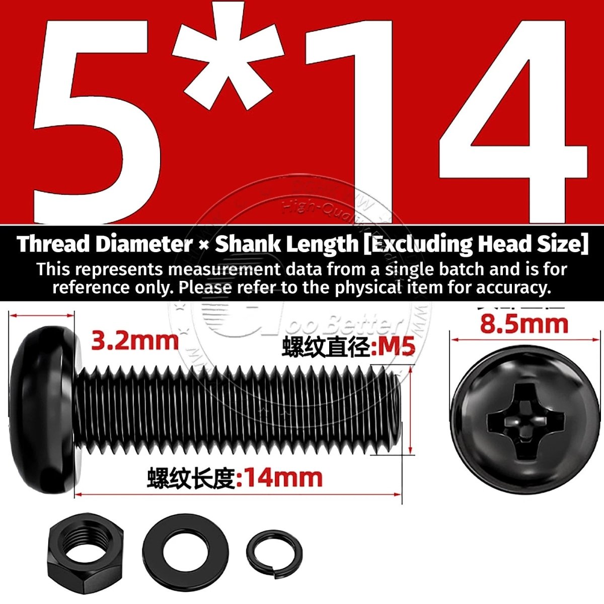 Black Phillips Pan Head Machine Screws with Washers — Metric M2 to M6 - HomeDIYer