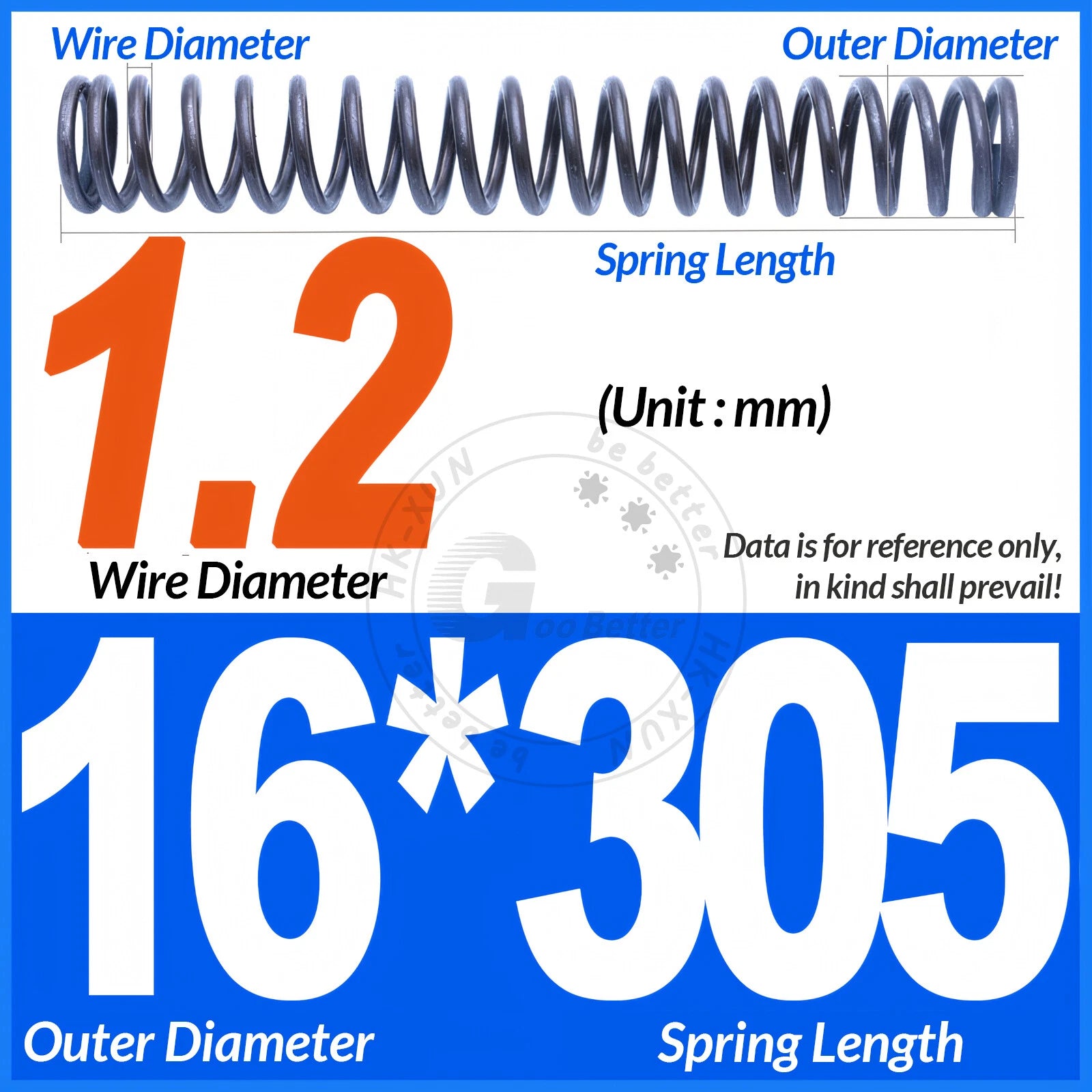 Length 305mm Compression Spring Pressure Springs OD 3-60mm Wire Dia 0.3mm-6.0mm